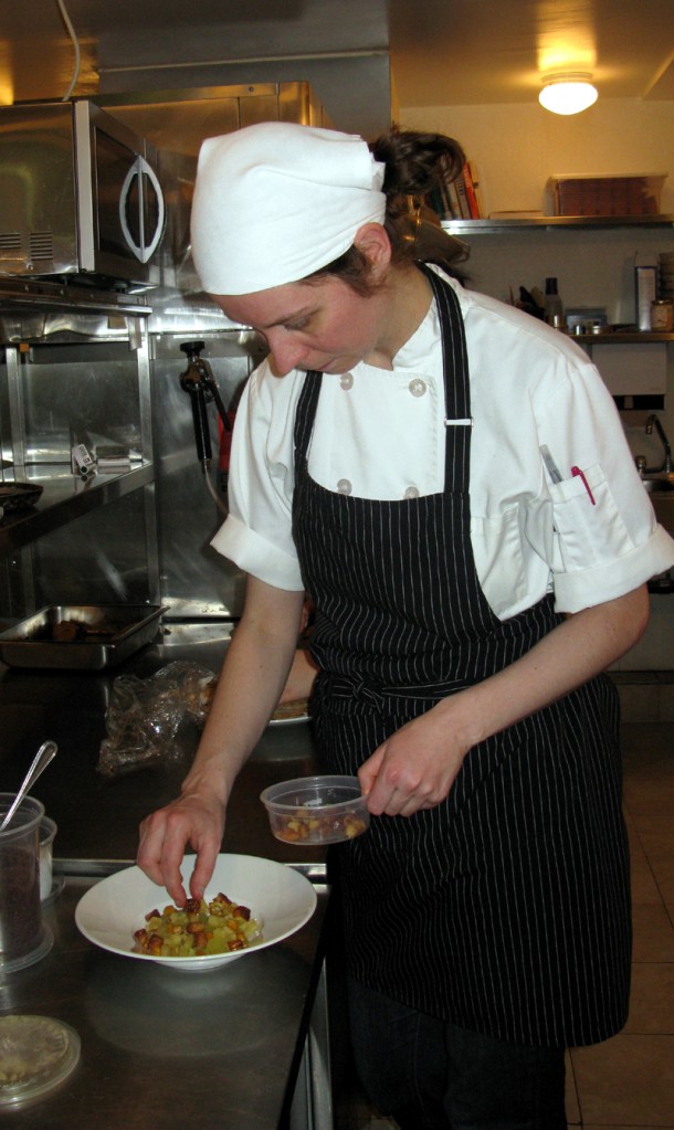 Pastry chef Michelle Marek at work in the kitchen of Laloux